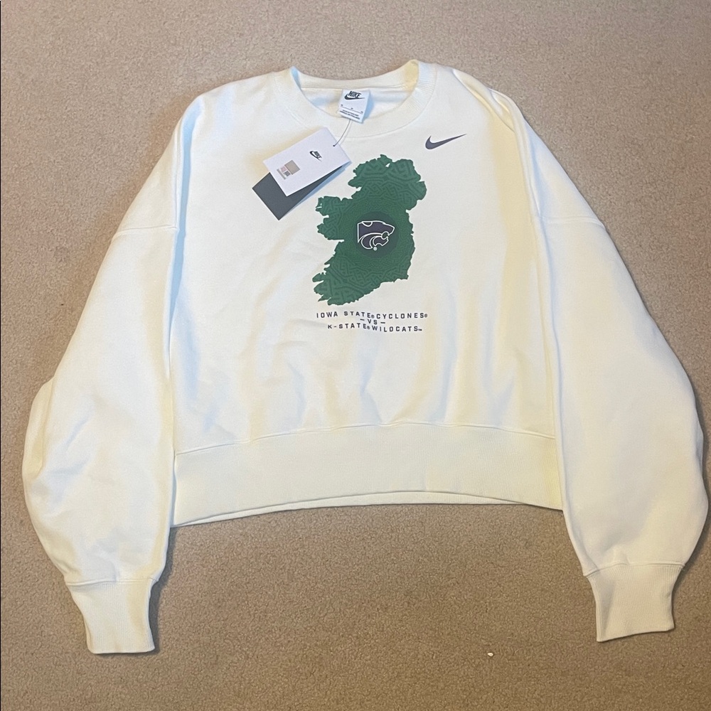 Nike Women's Cream crew Neck Sweater K-State Nike oversized new with tags